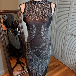 Sheer Black and bedazzled Dress